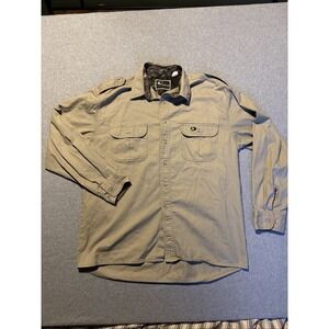 Mossy Oak Men's Tan Hiking Long Sleeve Button Up Sz L Fishing Hunting
